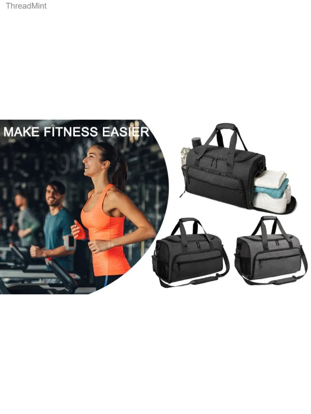 Gym Duffle Bag with Shoe Compartment, Wet Pocket, Sports Weekender for Travel